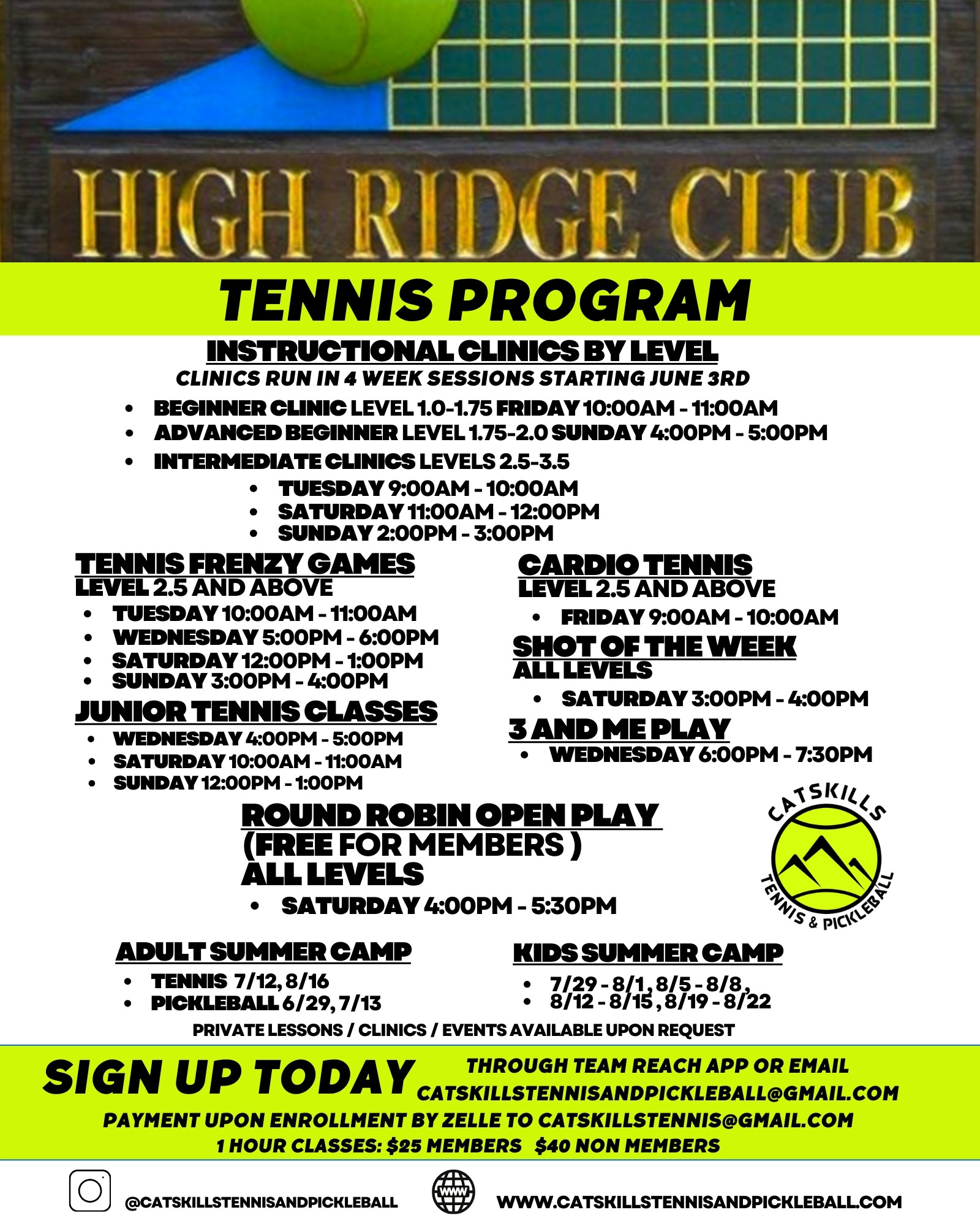 2025 Tennis Schedule